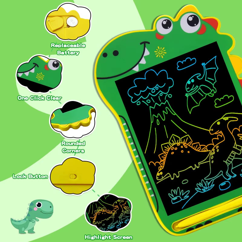 8.5/In Cartoon Dinosaur LCD Writing Tablet Drawing Board Kids Graffiti Sketchpad Toys Handwriting Blackboard Magic Drawing Board